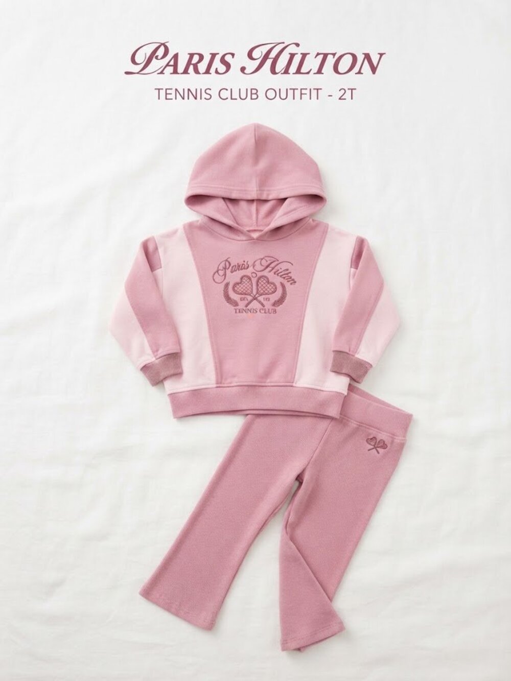Paris Hilton Tennis Club Pink Colorblock Hoodie & Pants Set Toddler 2T